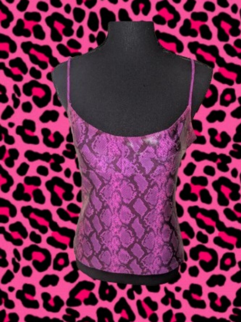 Y2K Gyaru McBling Fuschia Snakeskin Top - Picture 1 of 11